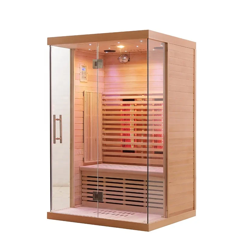 Luxury Solid Wood Modern Hemlock Far Infrared 2 Person Sauna Room Steam Dry Sauna Shower Room With Heater