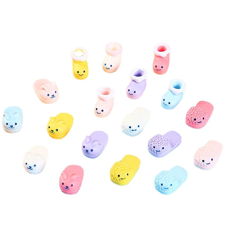 10pcs Cartoon 3D Resin Mini Kawaii Slippers Cabochons Flatback Scrapbooking Supplies Charm Embellishments Flat Back Diy Charms