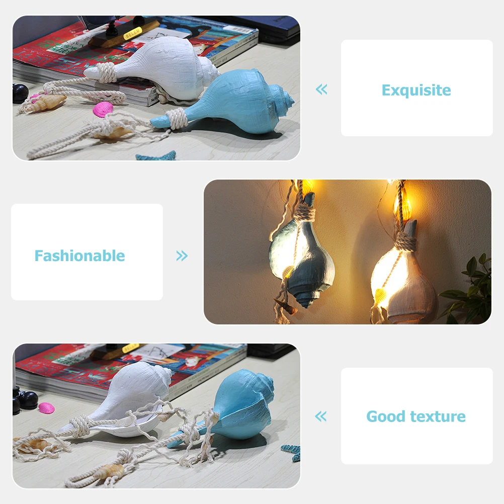 

Resin Ocean Beach Conch Decor Hanging Ornament Light Design Mediterranean Wall Art Sculpture Compact Home Pendant Accent