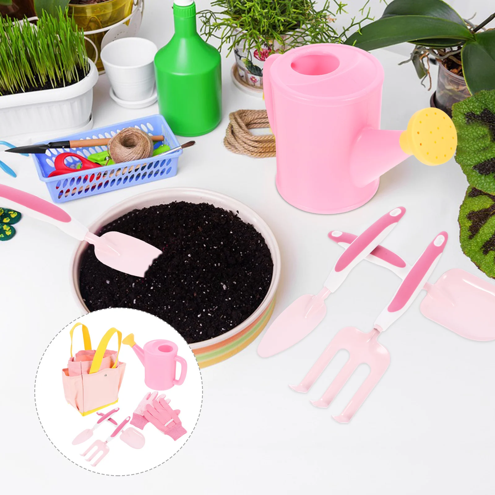 

1 Set Garden Small Shovel Rake Watering Bottle Gardening Set Durable Lightweight Outdoor Yard Beach Planting Transplanting