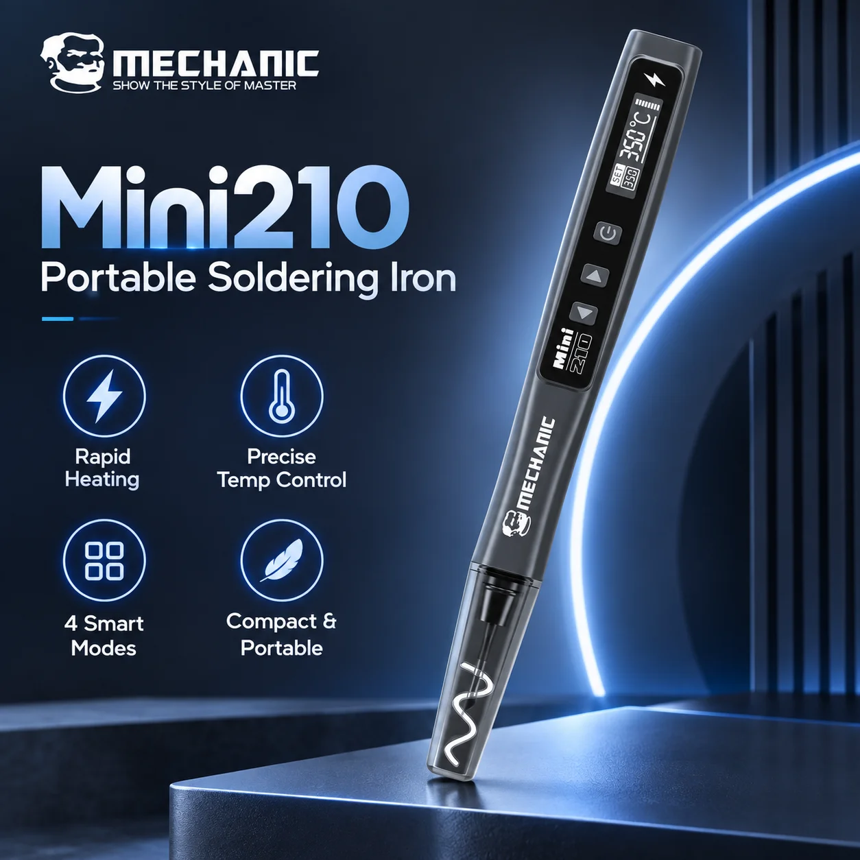 MECHANIC MINI210 40W Portable Soldering Iron C210 Integrated Heating Core 180-480℃ Fast Heating for Phone PCB Motherboard Repair