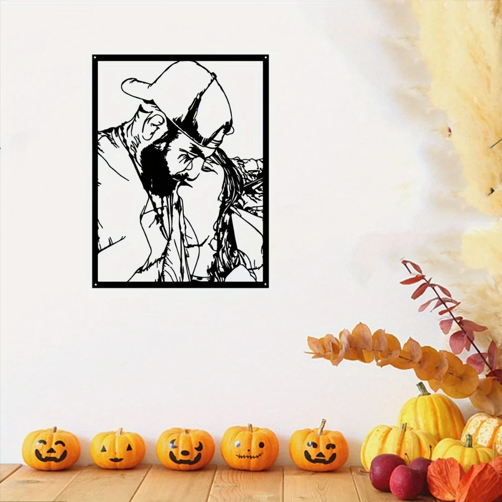 [2D Flat] Custom Kissing Couple Line Art Metal Plaque, Romantic Portrait Personalized Wall Decor (Only For Decoration)