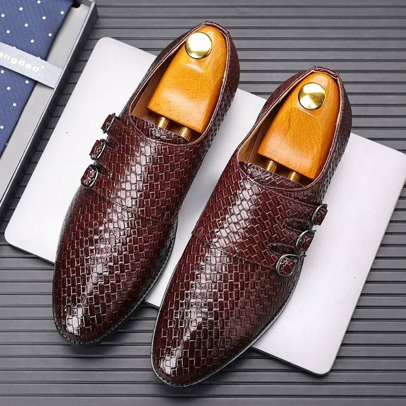 Knit Men\'s Leather Shoes Formal Business Dress Shoes for Men Classic Casual  Luxury Formal Shoes Derby Party Oxford Men Footwear