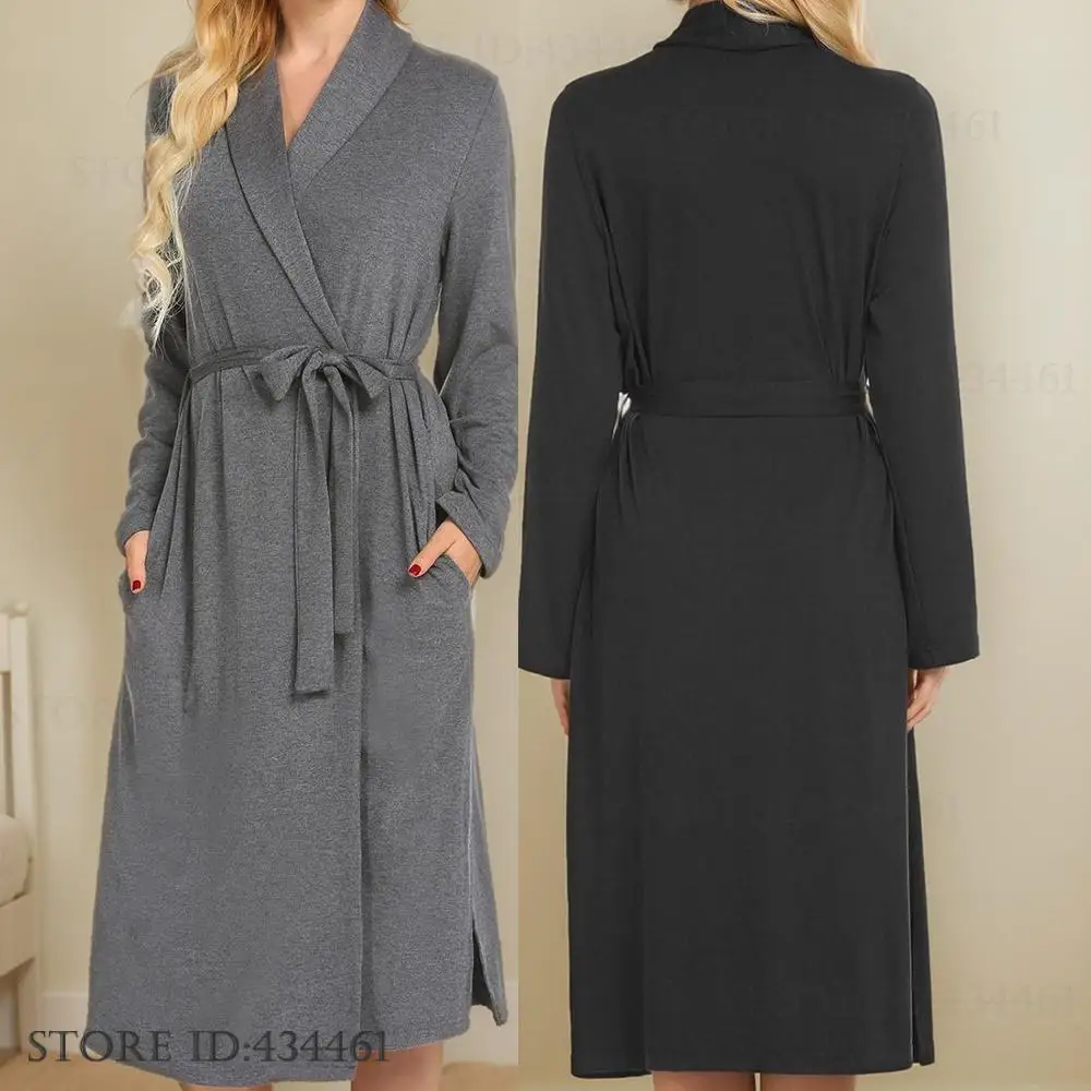 

Spring Autumn New Female Robe Kimono Gown Bathrobe Gown Long Sleeve Nightgown Sleepwear Loose Home Dress Loungewear Negligee