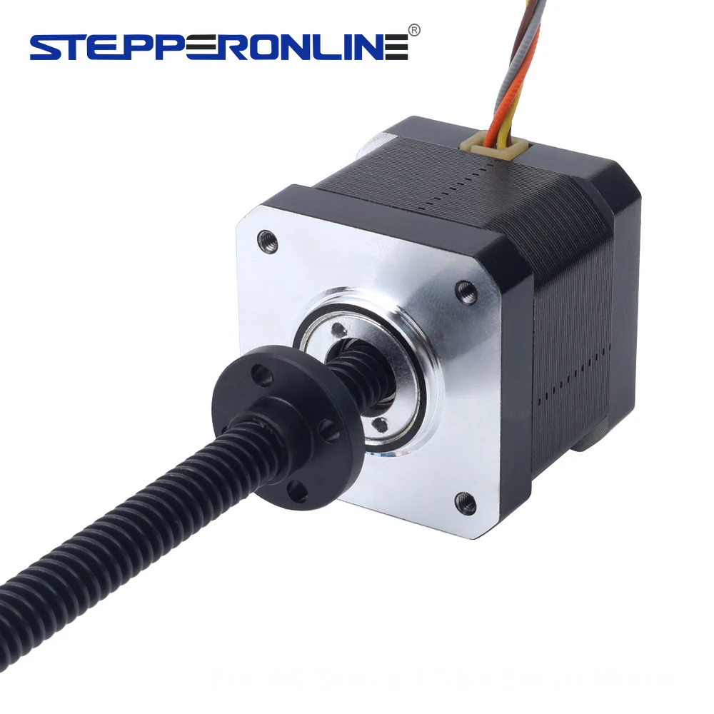 STEPPERONLINE Nema 17 High Temp External Trapezoidal Linear Screw Stepper Motor 1.68A Lead 4mm with Screw Length 350mm