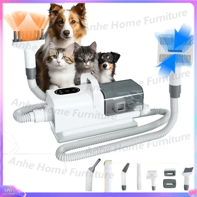 Multifunctional Pet Grooming Vacuum Cleaner with Hair Collector Dog Hair Clipper Water Blower for Dogs Cats Grooming