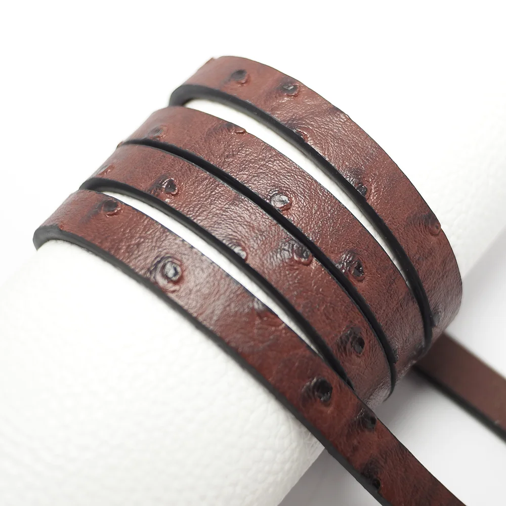 1.15meter Brown Soft Leather Cord,10x3mm Vintage Leather Strip,Black Border Leather Belt Bag Handle,Key Chain Bracelet Makin