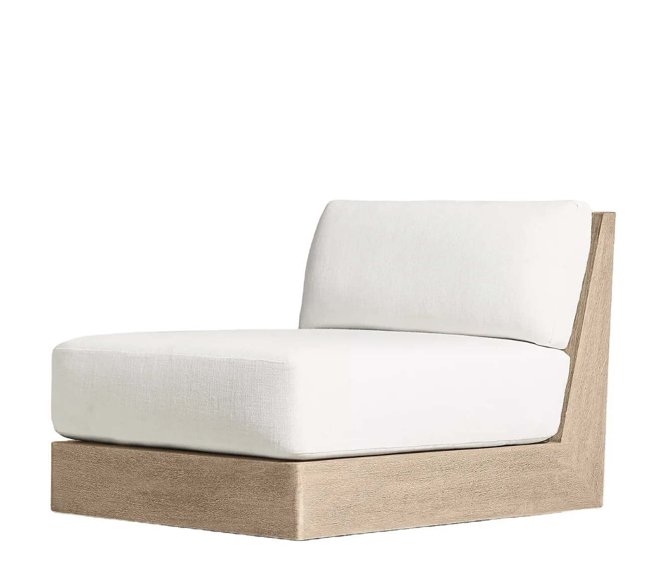 

Outdoor Teak Furniture Wooden Single Sofa Ottoman Hotel Wooden Armless Chair Solid Teak Wood Lounge Chair