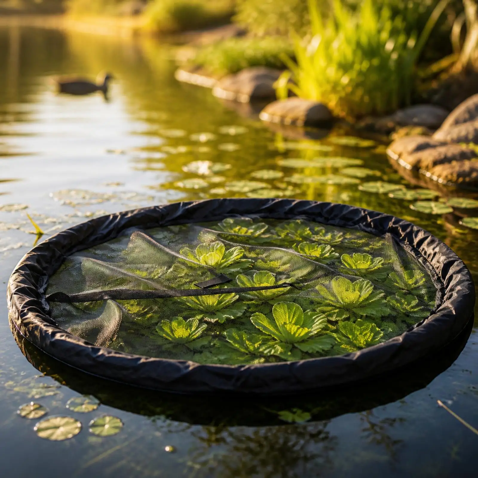 Buoyant Plant Protection Net for Ponds Keeps Aquatic Greenery Contained Waterproof Polyester Mesh