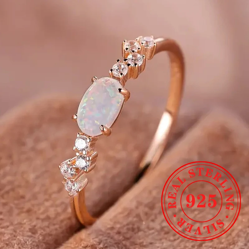 Huitan 925 فضة لامعة أوبال خواتم الاصبع العصرية الجمالية الملونة اكسسوارات شيك حفل زفاف مجوهرات للنساء #2