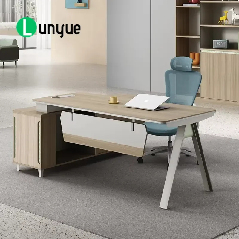 Modern Luxury L Shaped Executive Desk Convertible Extensible Reversible Wooden Office Furniture for CEO Manager Home Office