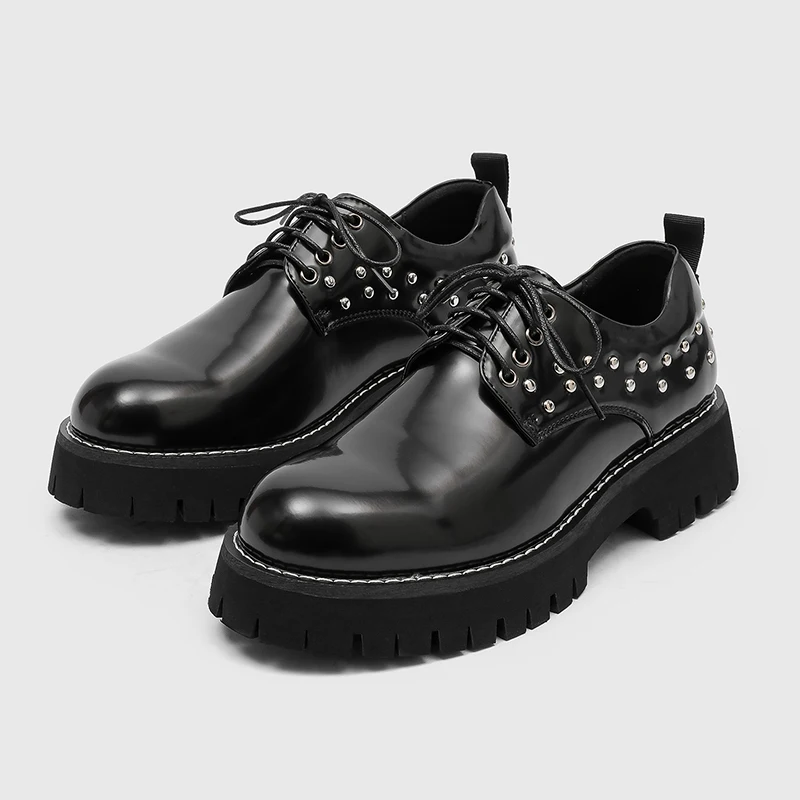 Men Derby Shoes with Big Heads Black Color Shiny New Business Formal Shoes for Daily Work Casual Business Wedding Men Shoes Men