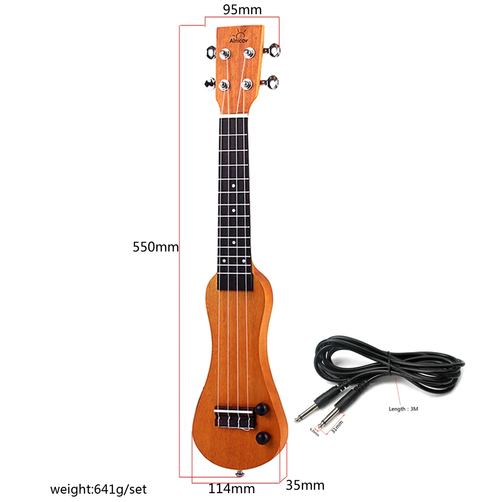 A23G 21 Inch Electric Ukulele Solid Wood Creative Peanut Shell Mahogany Peanut Shaped UKE Ukulele