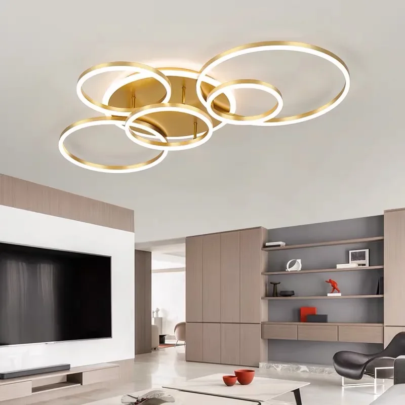 Rings Ceiling Modern LED Chandelier Lighting For Decorative Living Room Dimmable Indoor Lamps Parlor Foyer Lustres Luminaire