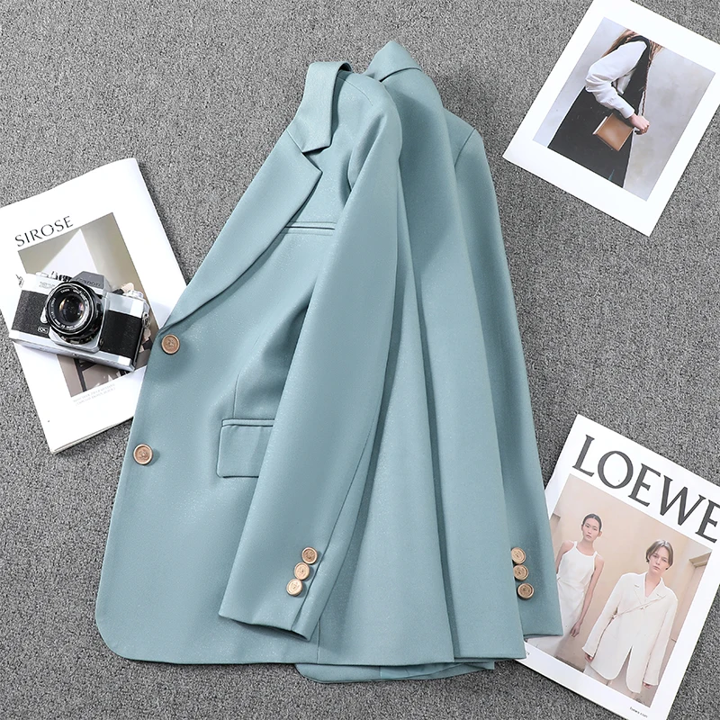 ZJYT Vrouwen Pak Blazer Elegante Jas 2025, Herfst Mode Koreaanse Stijl Single Breasted Jas Kantoor Dames Tops Casual Outerwears