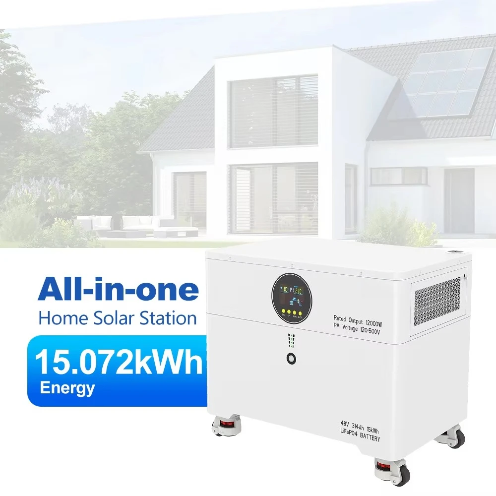 Off Grid Solar Hybrid System 12kVA 12kW Inverter Built-in 15kWh 48V Lithium Battery Storage Cabinet