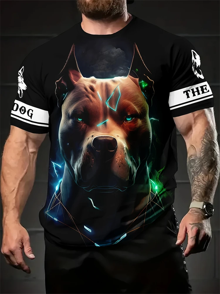 Hip-hop Style Cartoon Bear Print Men\'s T-shirt Summer Casual Daily Tops Fashion Men\'s Oversized Fitness Short-sleeved T-shirt