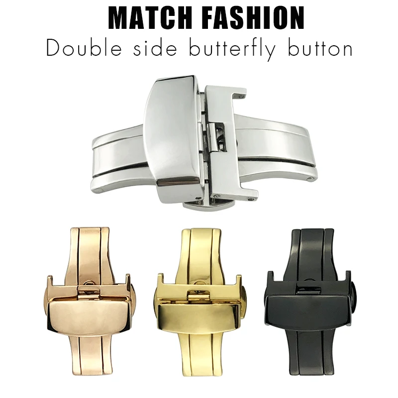 Deployment Watch Strap Buckle Automatic Double Click Watchband Stainless Steel Butterfly Clasp 12mm 14mm 16mm18mm 20mm 22mm