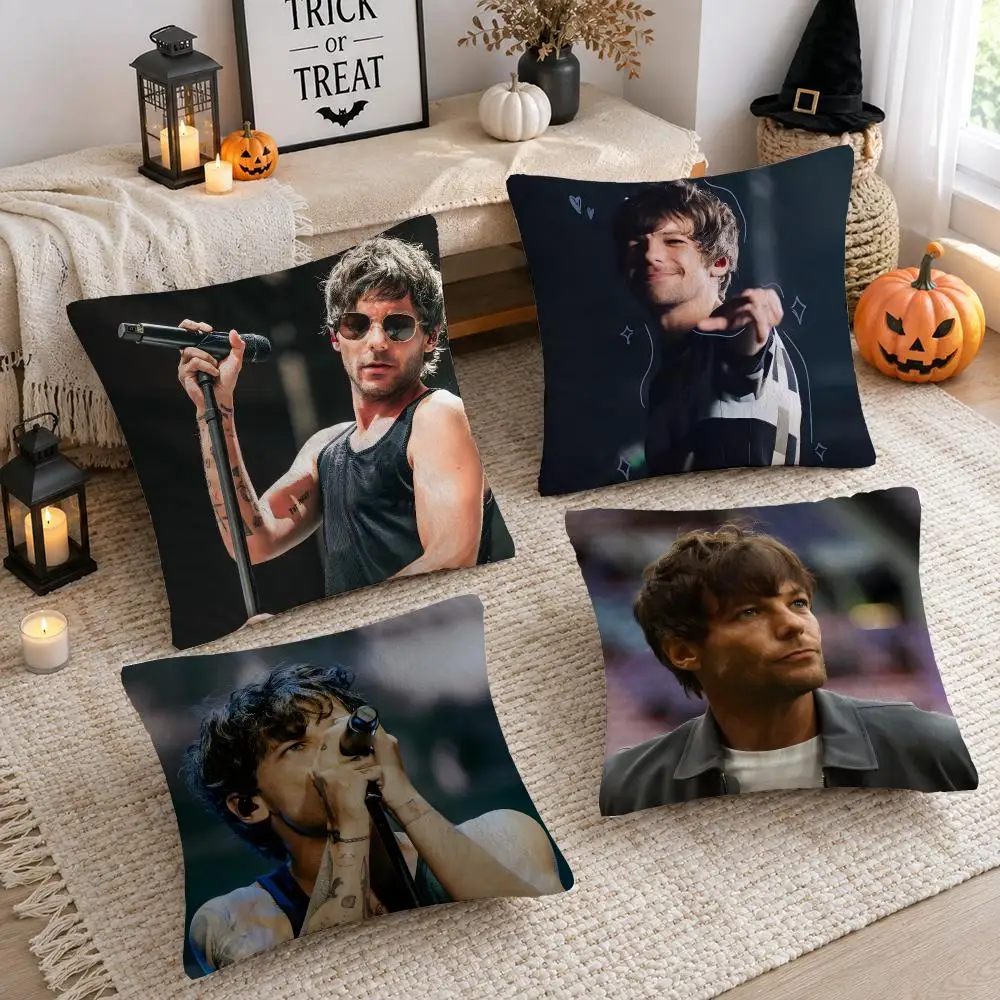 L-Louis Tomlinson Singer Cushion Cover Plush Decorative Pillow Case With Hidden Zipper Cutecore Room Decor For Home