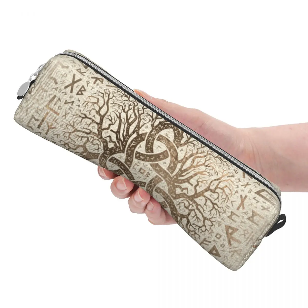 Árbol de la vida con Triquetra Futhark vikingo estuche para lápices, caja de bolígrafos, bolsas para estudiantes, almacenamiento grande, suministros escolares, regalo