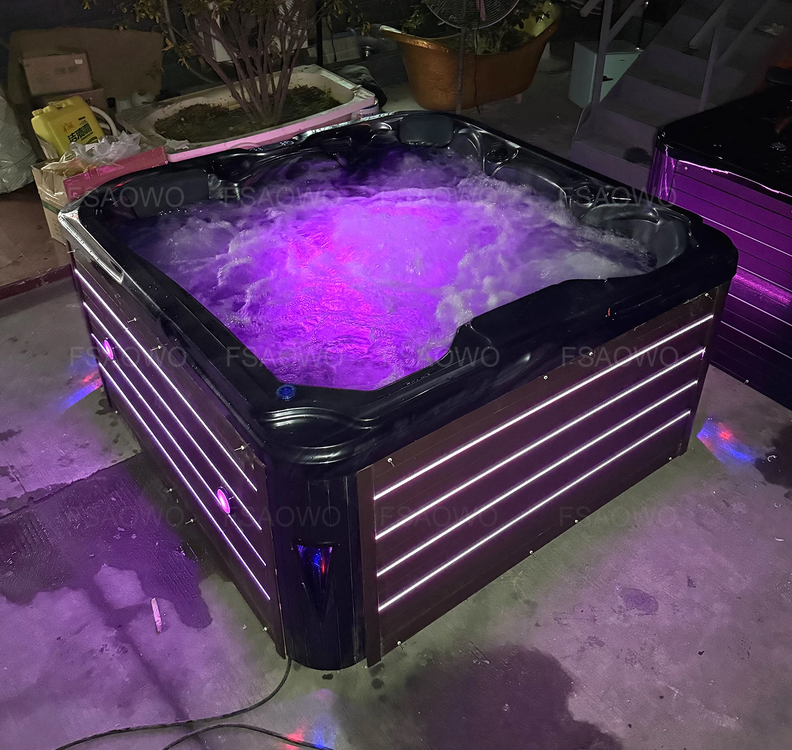 Aristech Black Jakuzi With Aristocratic LED Lighting 5 Persons Whirlpool Pool Spa Outdoor With 60 Jets Can Add The WIFI