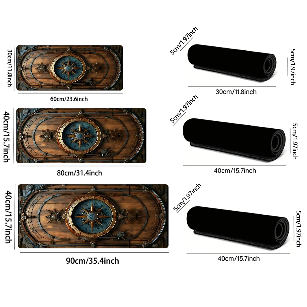 1pc gaming mouse pad vintage bússola design mousepad grande teclado com base de borracha antiderrapante costurado borda deskpad