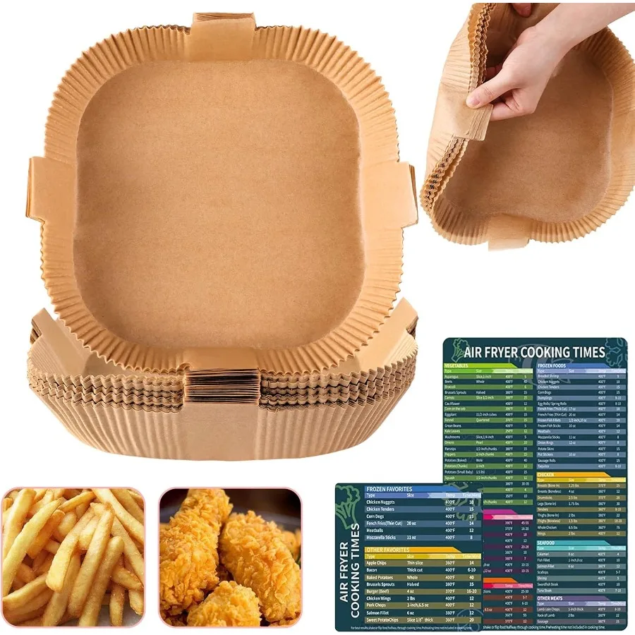 

Air Fryer Disposable Paper Liner Square Parchment Insert NonStick Baking Food Grade Sheet for Aifryer Basket Oven Pan Oilproof