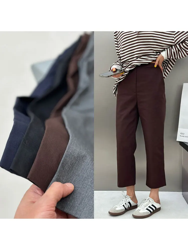 

Художественная пригородная спецодежда Bodhl, зауженные костюмные брюки с высокой талией, свободный крой, повседневные ноги, смесь хлопка из полиэстера, осень, восемь...