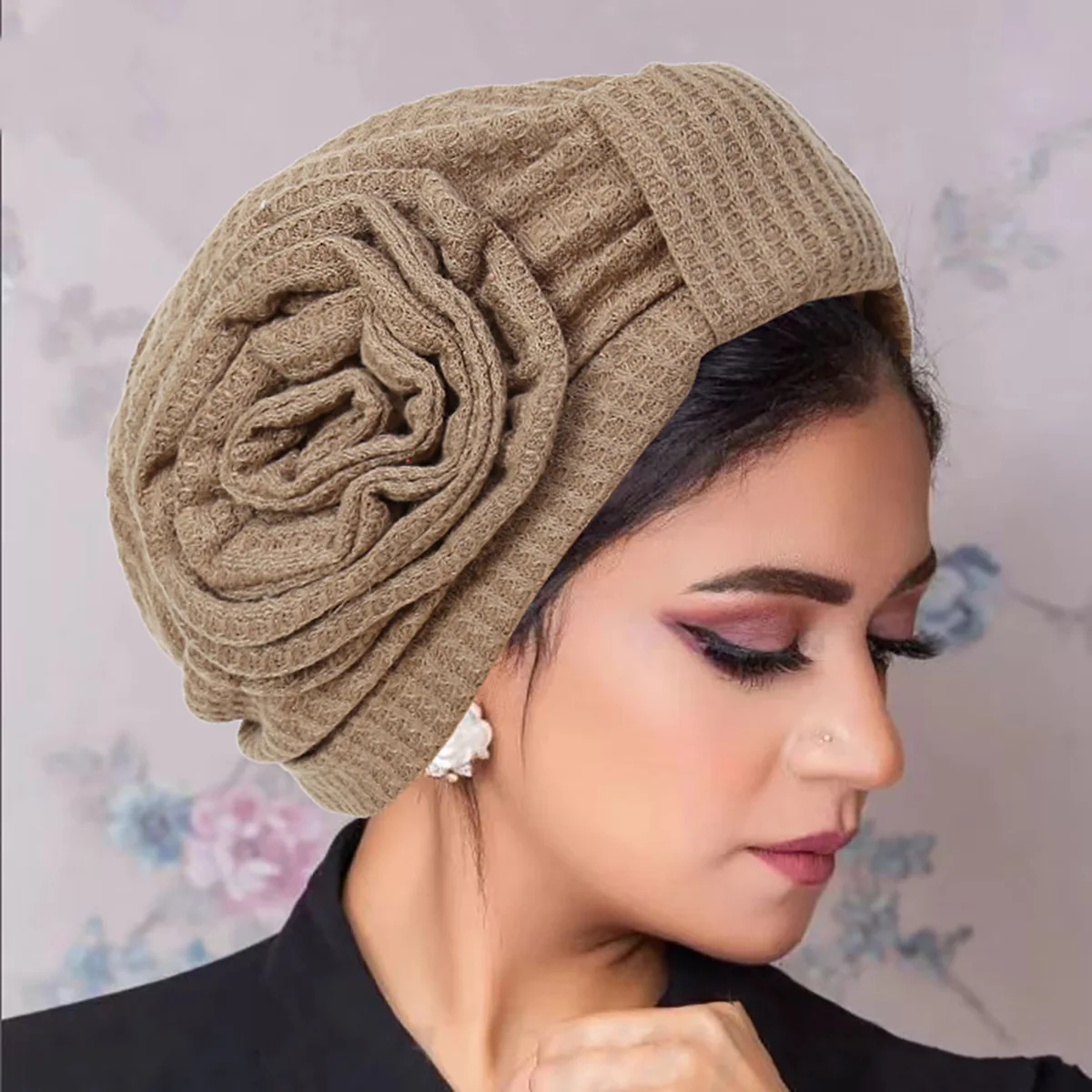 Trendy Muslim Fashion Flowers Women Hijab Caps Instant Headwrap Turban Bonnet Ready To Wear HIjabs Indian Hats