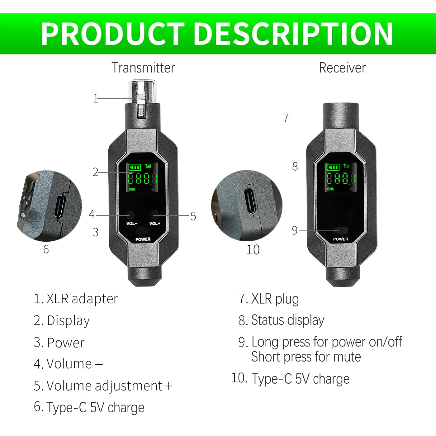 Draadloze Microfoon Converter Xlr Zender En Ontvanger Microfoon Draadloos Systeem Voor Dynamische Microfoon