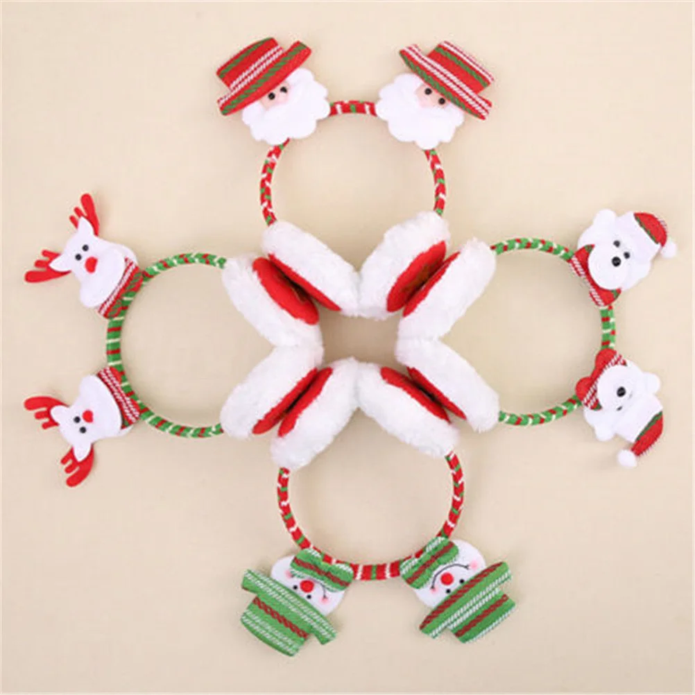 

2pcs Christmas Bear Design Earmuffs Expandable Ear Covers Hair Hoops Ear Warmer Winter Accessory for Adults