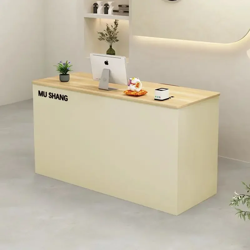 Nordic Cream Style Reception Desks Modern Simple Design Groggery Counter Storage Outfit Salon Furniture Guichet D'accueil FYRD