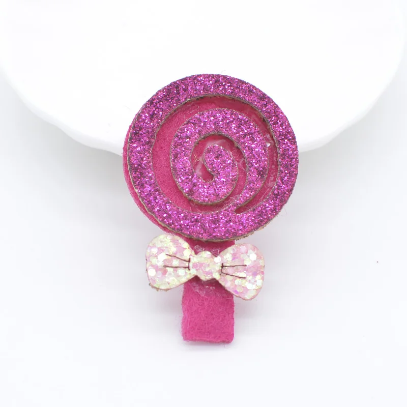 12Pcs 30*45mm Padded Glitter Fabric Sweet Lollipop Applique for DIY Headwear Girl Hair Clips Hoop Bow Handmade Decor Patches