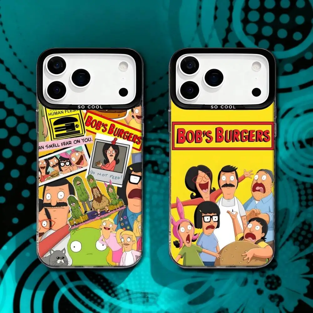 

Cartoon B-Bob Burgers For iPhone 17,16,15,14,13,12,X,8,Pro,Max,Plus,SE4,Air,Mini Anti-Slip Black IMD Matte Case