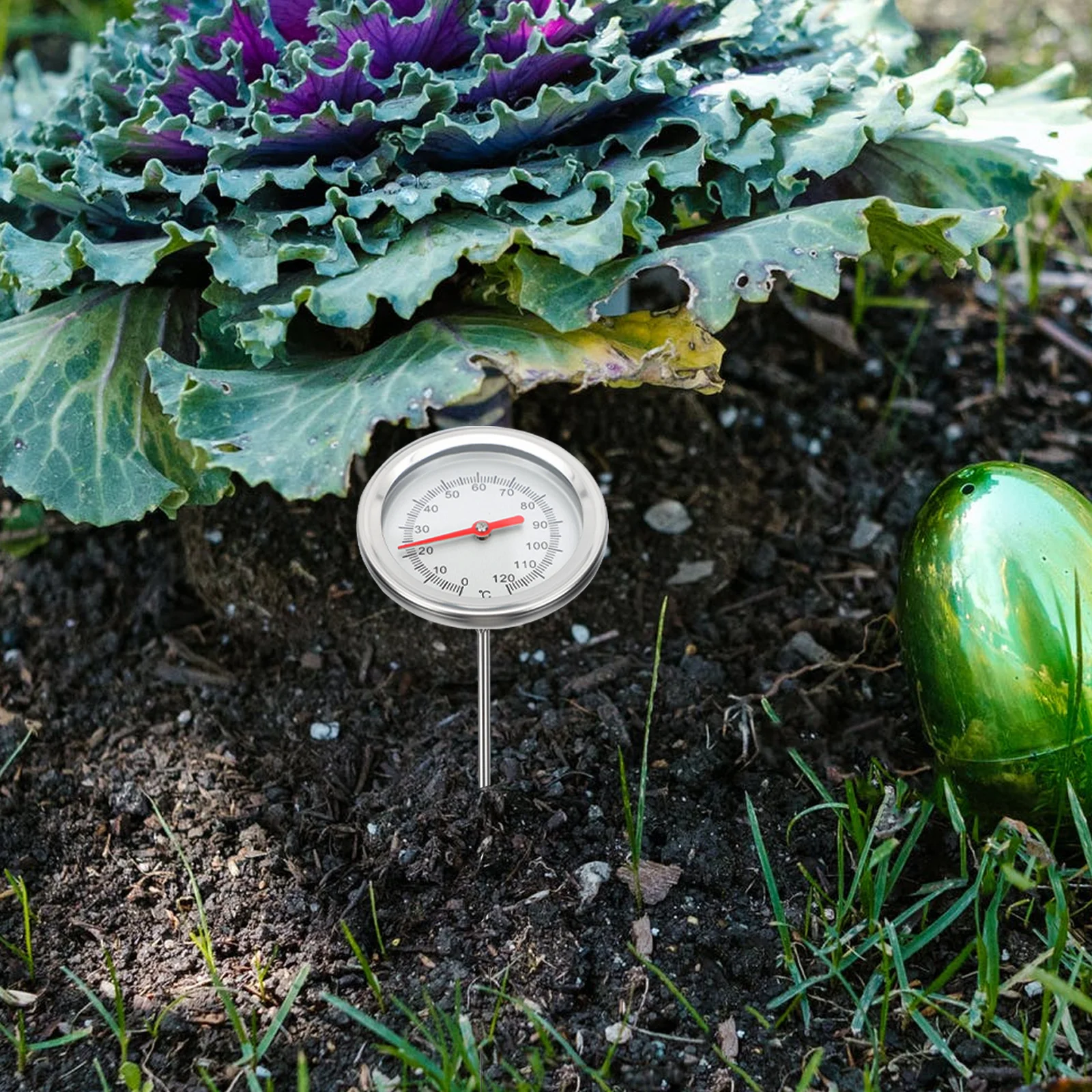 Soil Moisture Gauge Compost Thermometer Gardening Tester Stainless Steel Professional Measuring Tool