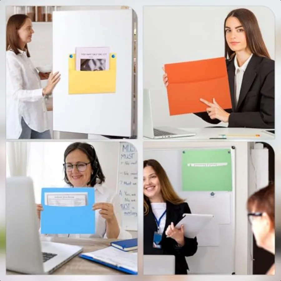 30개 대형 벽걸이 포켓, 10가지 밝은 색상 모음, 10 x 12인치 종이 벽걸이 폴더 홀더, 서류 정리함 (Bu용)