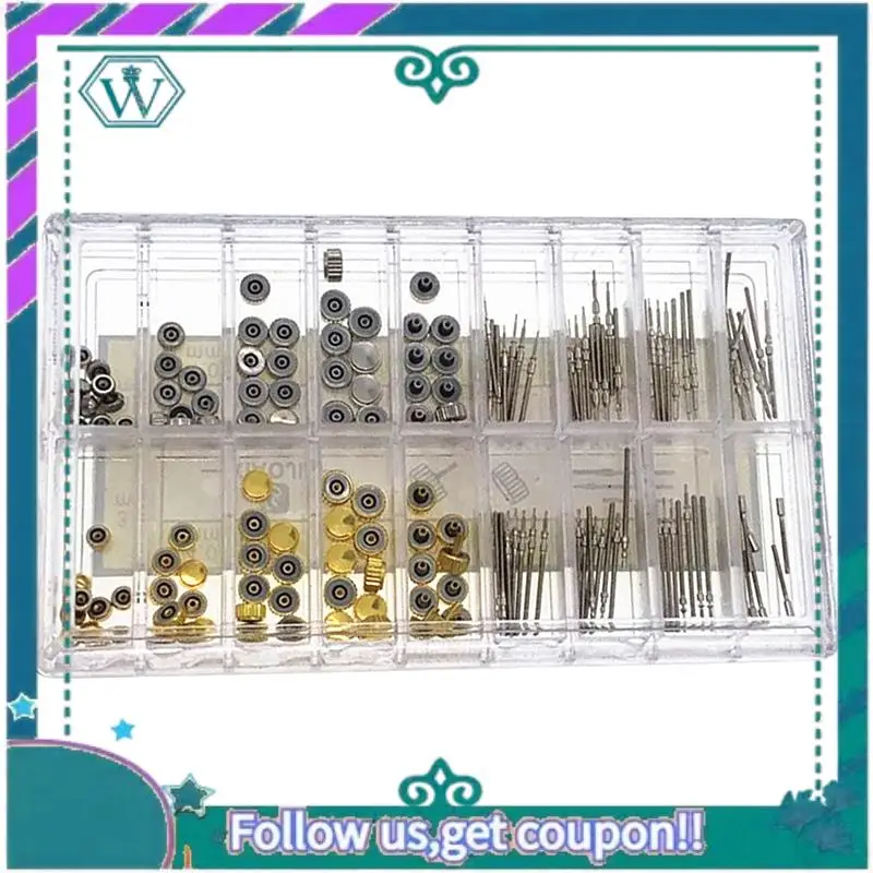 A09P 170 قطعة/صندوق ساعة تاج أجزاء استبدال متنوعة قبة شقة رئيس ساعة اكسسوارات طقم أدوات إصلاح اكسسوارات مجموعة أدوات #4