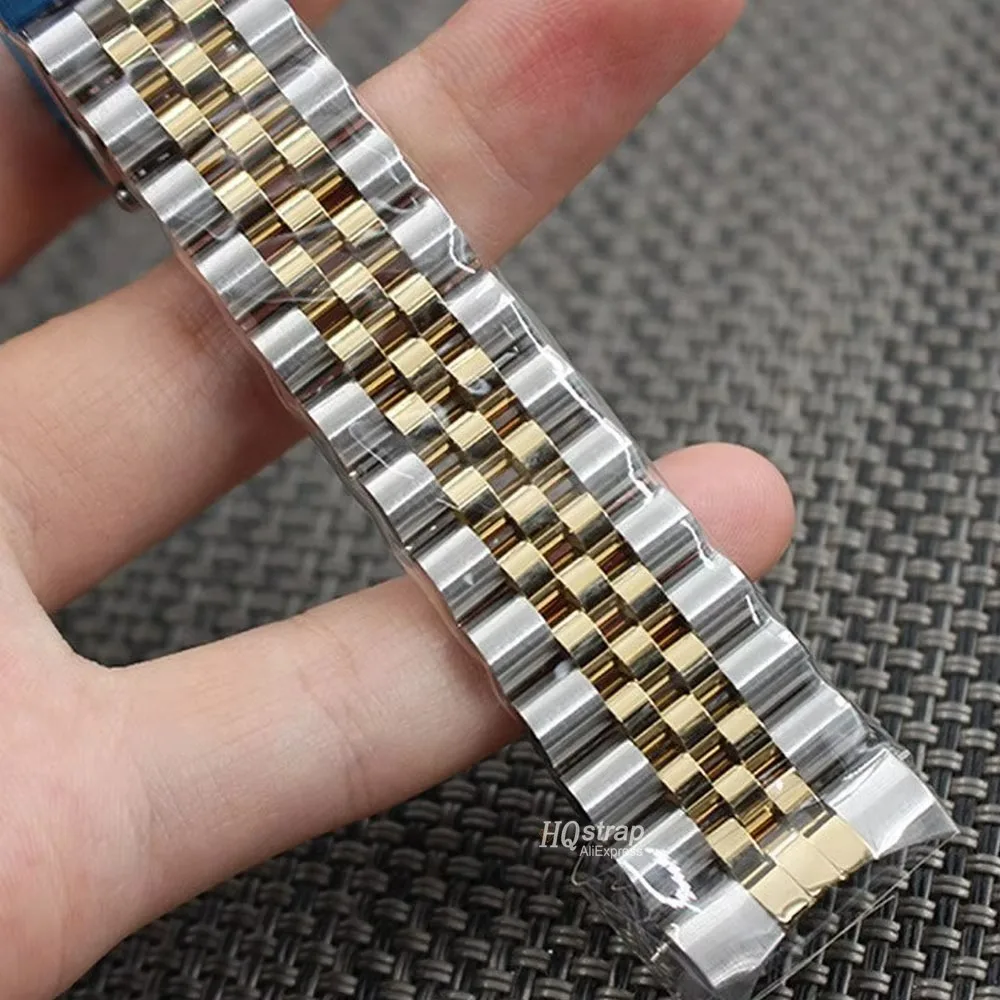 19mm 20mm Curved End Metal Strap for Rolex Watchbands Solid Stainless Steel Band for Women Men Bracelet Watches Accessories