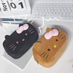 New Cute Hellos Kittys Plush Pen Bag High Appearance Level Cartoon Large Capacity Student Stationery Storage Bags Supplies