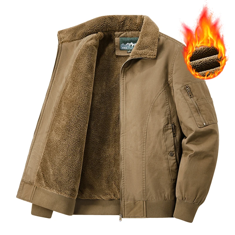 

Men's Winter Jacket Fleece Linning Outdoor Parka Cotton Cargo Jacket Thicken Work Warm Parka Coat Snow Ski Jacket 6816