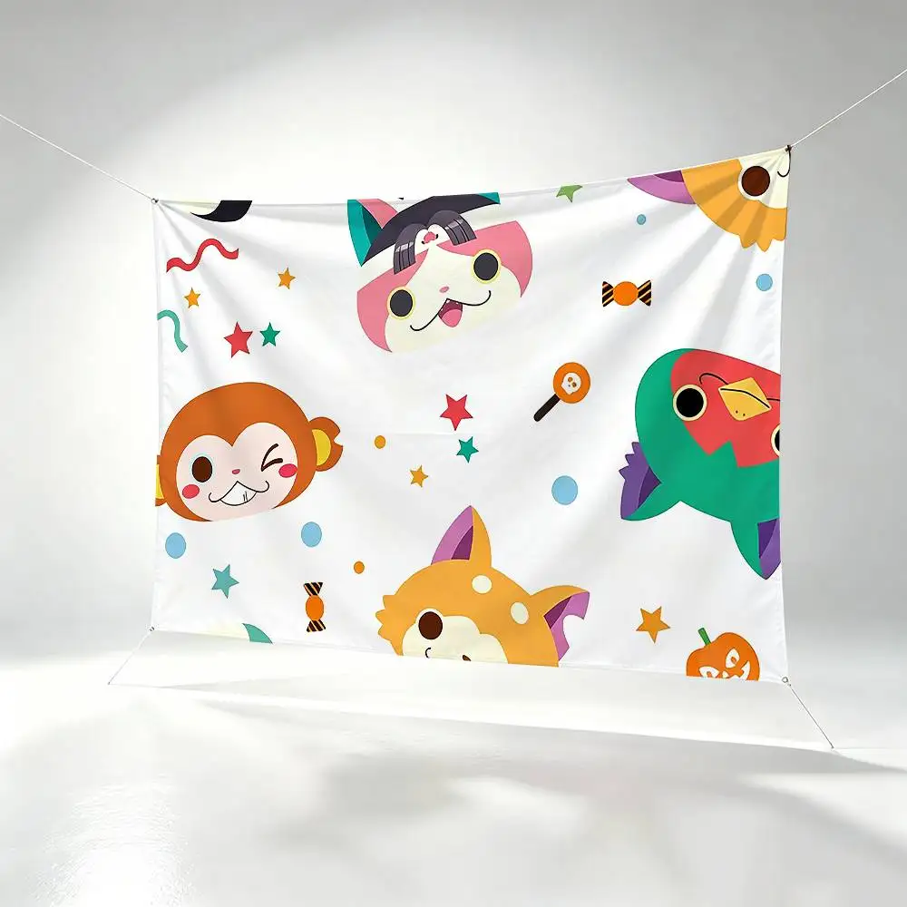 Cute Y-Yo-kai Watch Komasan  Flags Wall Hanging Background Art Banner for Bedroom Home Outdoor Decor