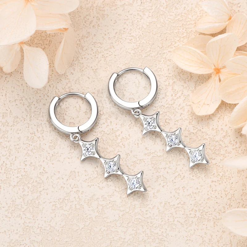 IOGOU 18K Gold Plated Moissanite Dangle Earrings for Women 0.3ct D Color VVS1 Diamond Drop Earrings 925 Sterlings Silver Jewelry