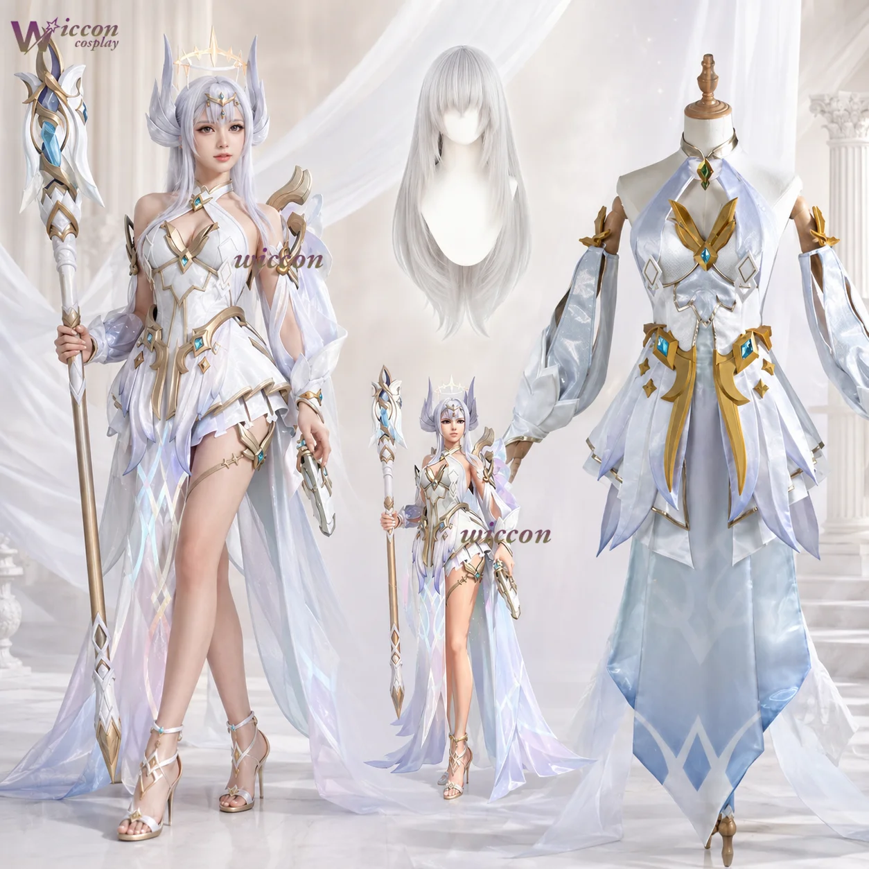 ​ ​ Cos C COS Ove Uhr Mercy Mythic Skin Cosplay Kostüm Damen Komplettset Spiel Comic Con Anime Rollenspiel Outfit Halloween ​
