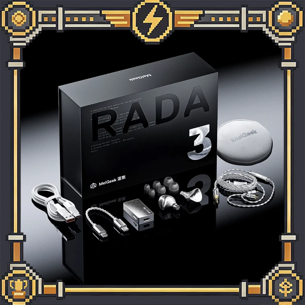 MelGeek RADA 3 Hybrid IEM Gaming Earphone, 1DD+2BA Hifi In-ear Headphone with Type-C External Sound Card, Wired Earbuds