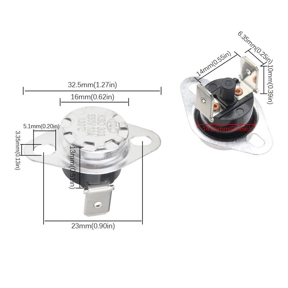 مفتاح التحكم اليدوي في درجة الحرارة KSD301/KSD303، المدى من 45 ° ج إلى 500 ° ج، 10 أمبير، 250 فولت. موزع المياه متحكم في درجة الحرارة #3