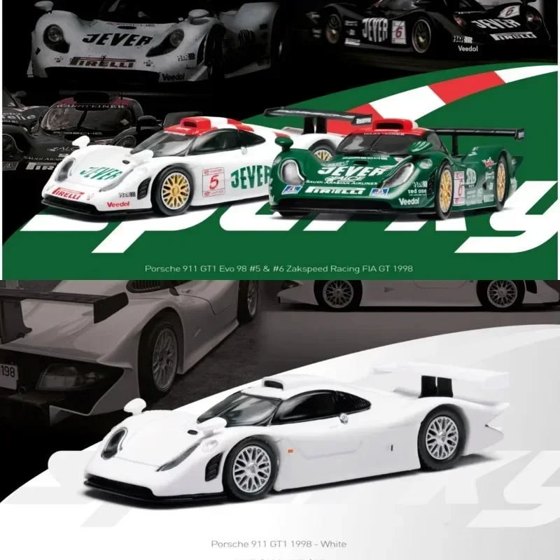 Voorverkoop Sparky & Tiny 1/64 Porsche 911 GT1 EVO 98 Legering Speelgoed Motorvoertuig Diecast Metaal Model