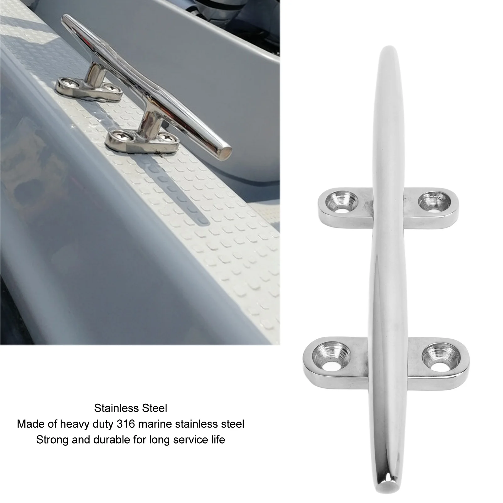 Boat Cleat Open Base Heavy Duty 316 Stainless Steel Boat Dock Cleats with Installation Screws for Marine Boat Dock Deck view 4