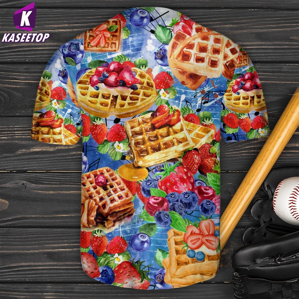 Food Waffles Art Lover Men 3D Print Baseball Jersey Shirt Adult Summer Tee Shirt Men's Hip Hop Tops Tee Oversized Streetwear