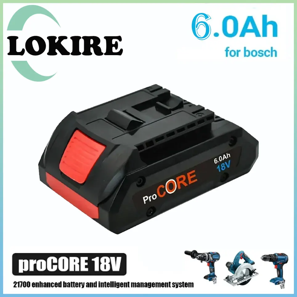 

For Bosch 18V 6.0AH ProCORE Replacement Battery for Bosch Professional System Cordless Tools BAT609 BAT618 GBA18V80 21700 Cell