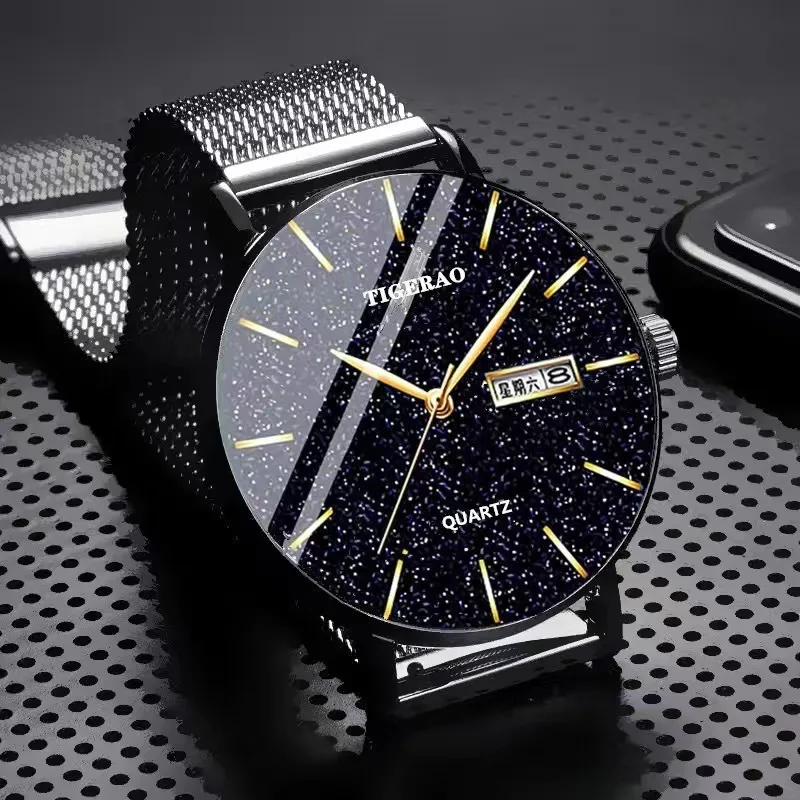 Orologio Tiktok da uomo impermeabile doppio calendario cielo stellato alla moda orologio non meccanico orologio al quarzo luminoso nuovo all'ingrosso Cross-B